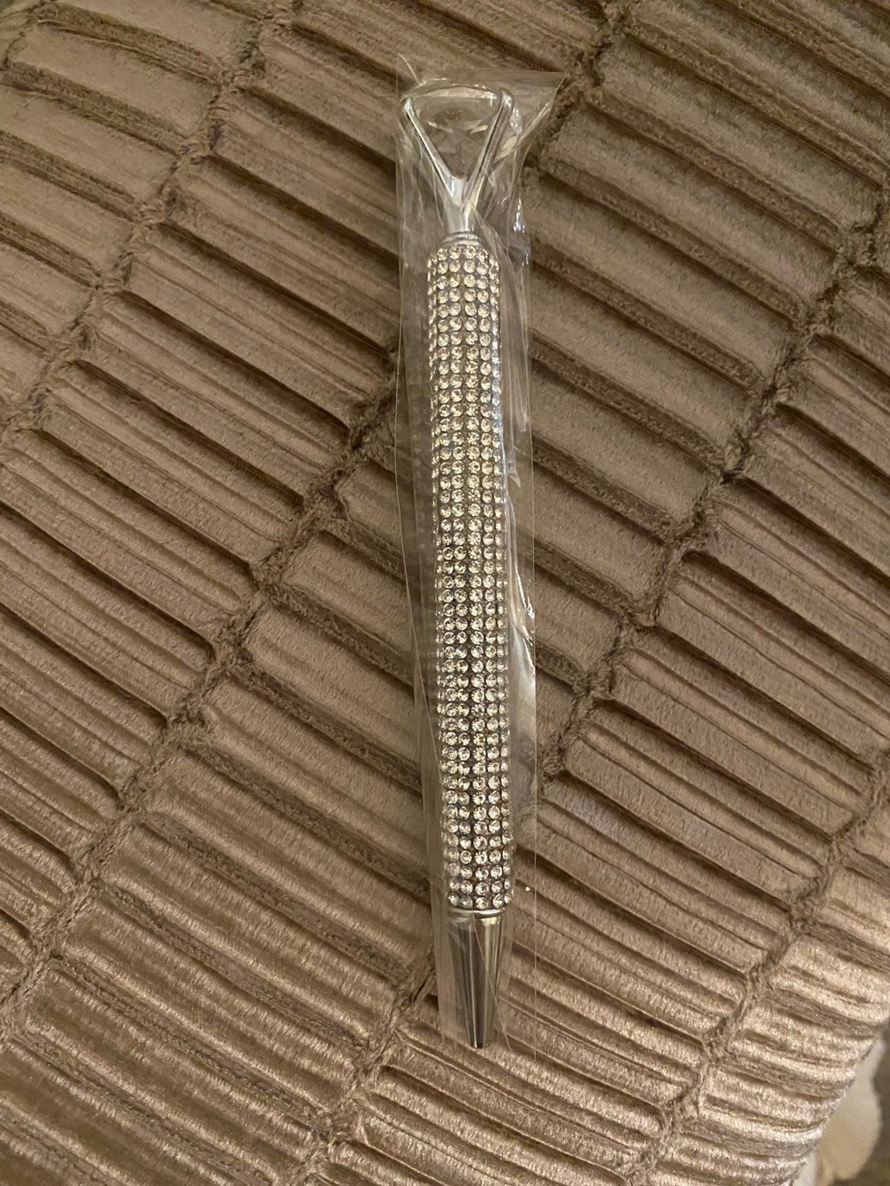 Rhinestone-Studded Silver Pen
